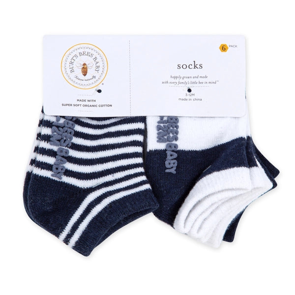 SOLID & STRIPES ORGANIC COTTON ANKLE SOCKS - 6 PACK - MIDNIGTH