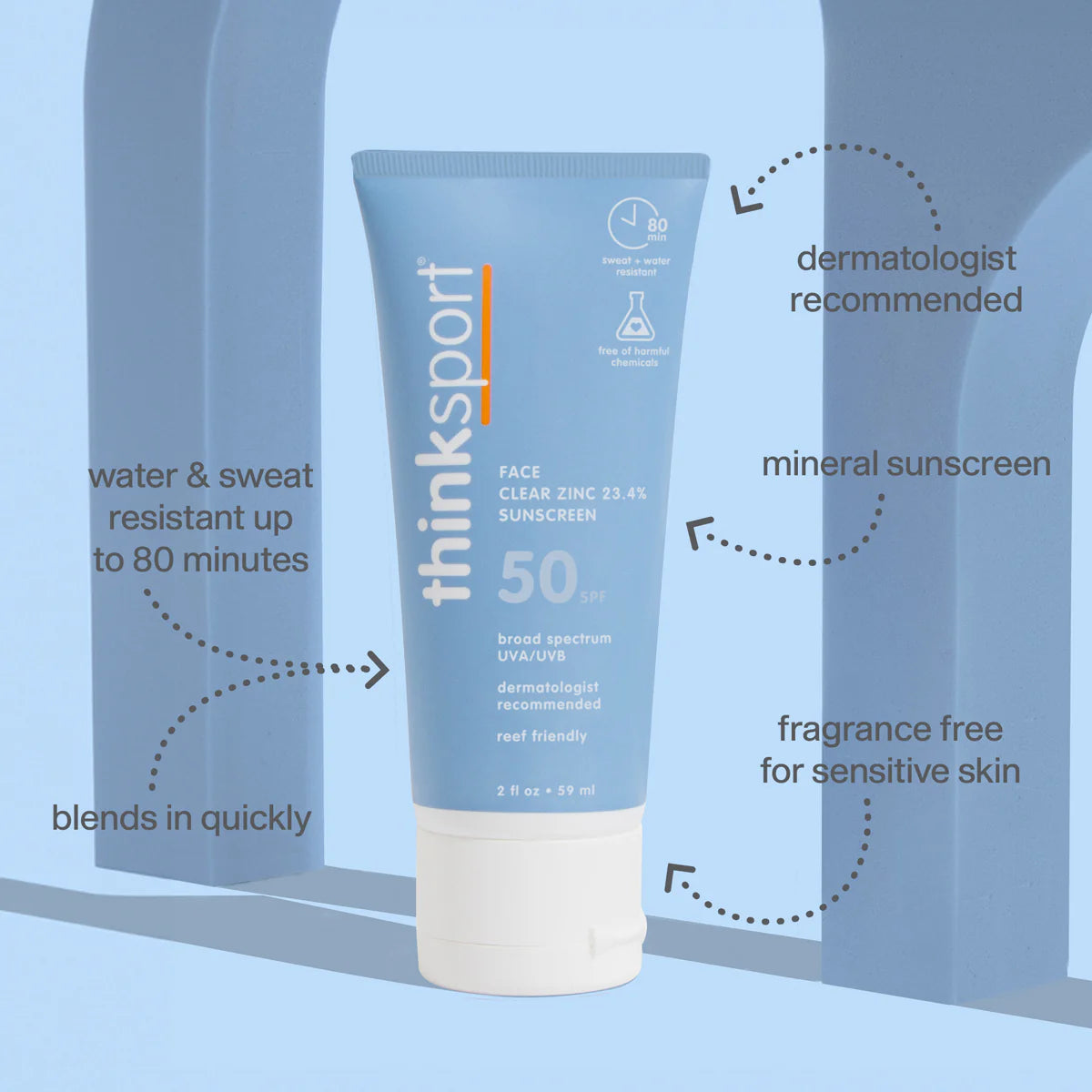 THINKSPORT CLEAR ZINC FACE SUNSCREEN SPF50+