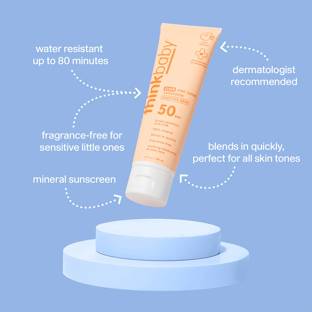 THINKBABY CLEAR ZINC SUNSCREEN SPF 50+ FOR SENSITIVE SKIN
