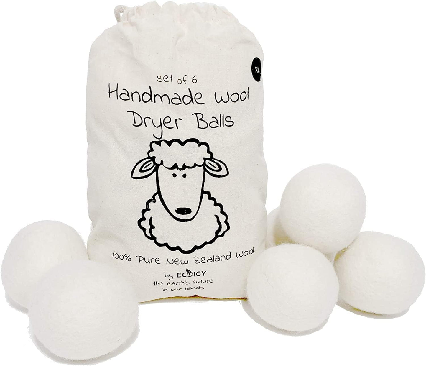 Wool Dryer Balls Organic XL 6-Pack