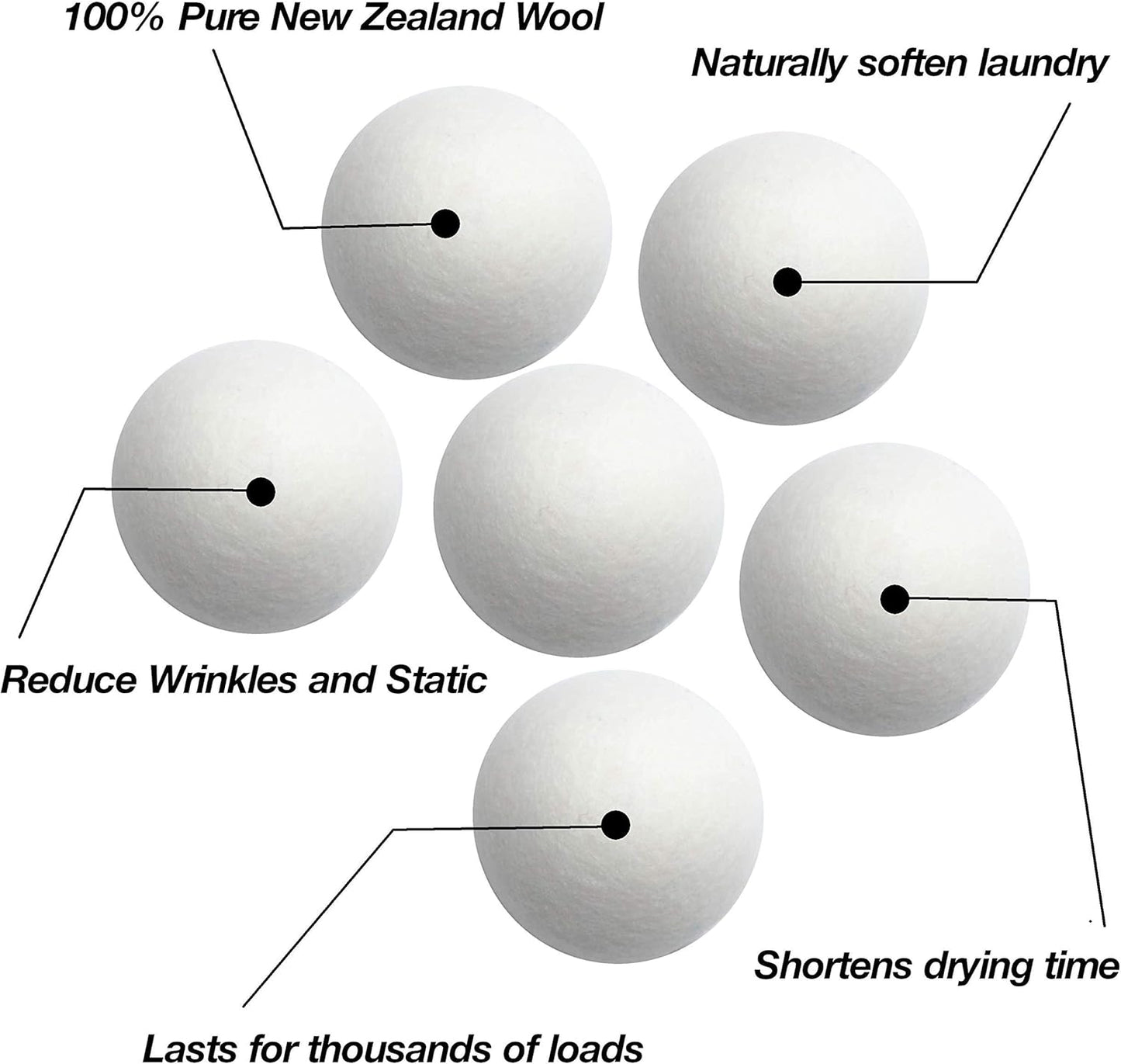 Wool Dryer Balls Organic XL 6-Pack