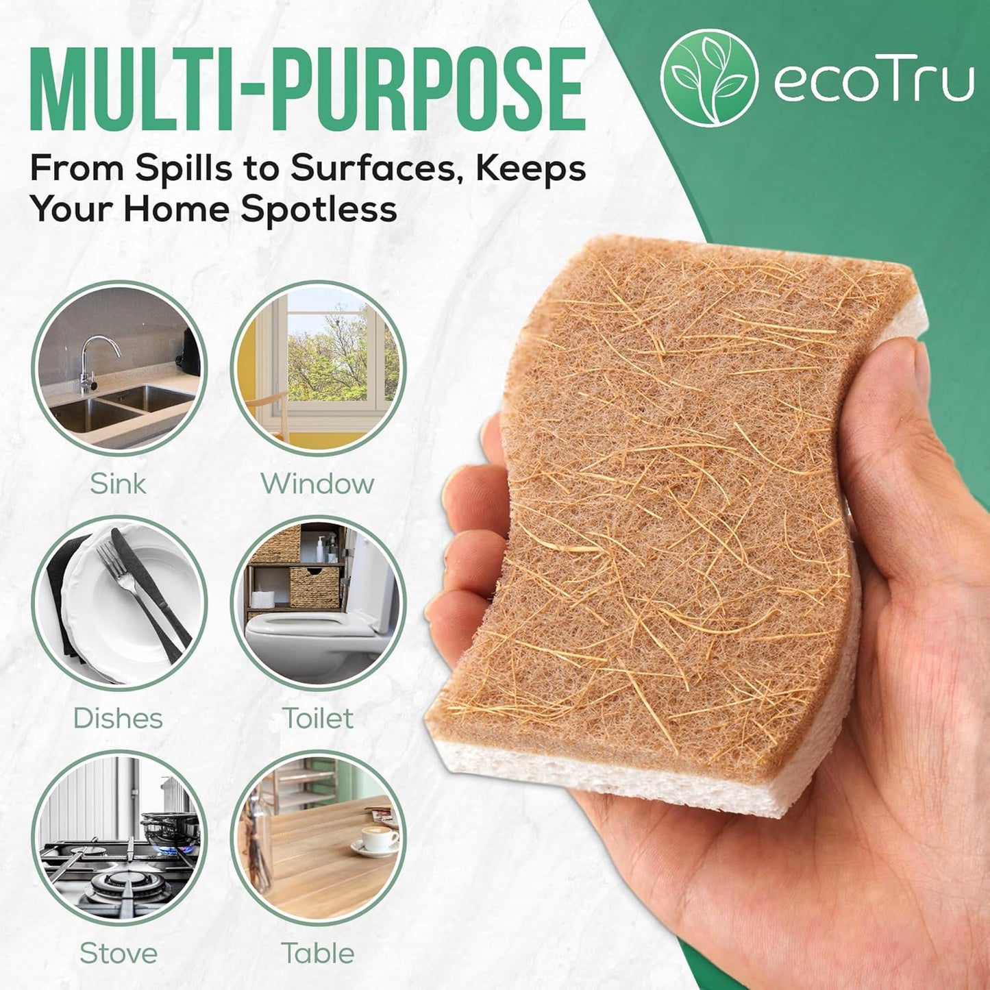 PLANT BASED MULTIPURPOSE SPONGE - 6 PACK