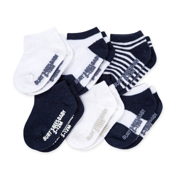 SOLID & STRIPES ORGANIC COTTON ANKLE SOCKS - 6 PACK - MIDNIGTH