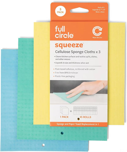 REUSABLE CELLULOSE SPONGE CLOTHS - 3 PACK