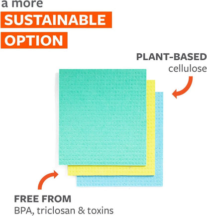 REUSABLE CELLULOSE SPONGE CLOTHS - 3 PACK