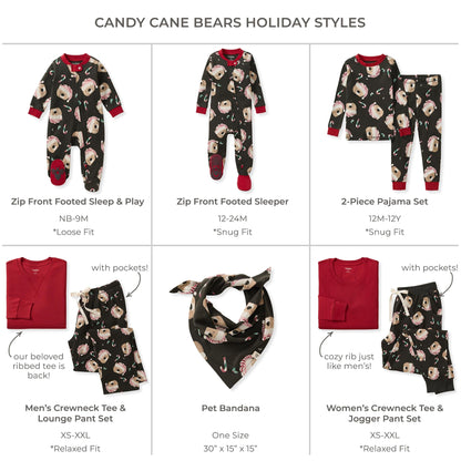 ORGANIC COTTON PAJAMAS - CANDY CANE BEARS - 2 PIEZAS