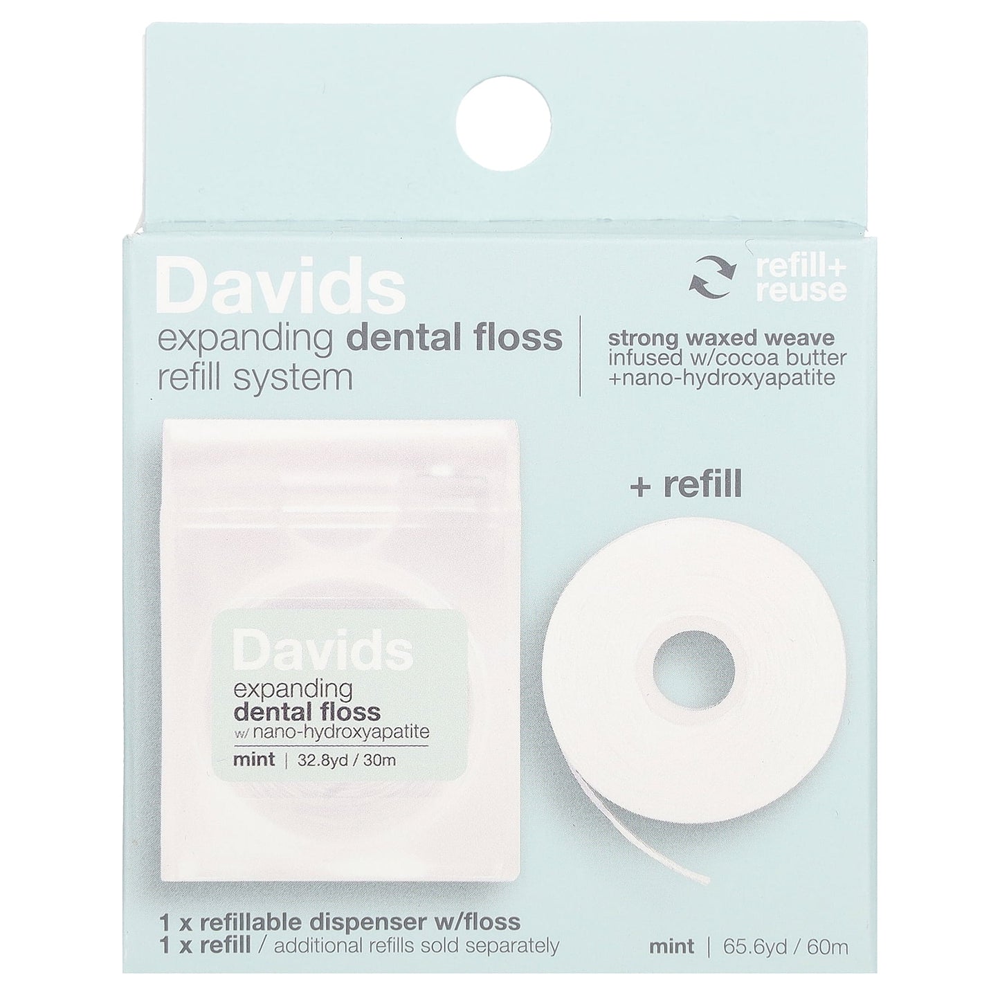 EXPANDING DENTAL FLOSS & REFILL WITH HYDROXYAPATITE - MINT