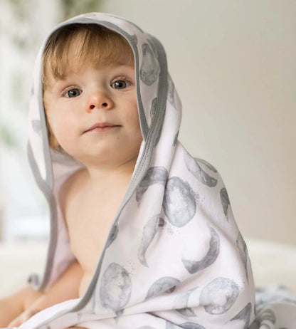 ORGANIC KNIT TERRY BABY HOODED TOWELS - 2 PACK - HELLO MOON