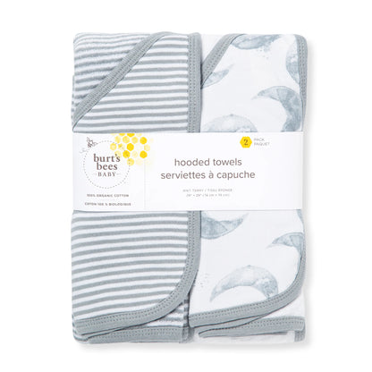 ORGANIC KNIT TERRY BABY HOODED TOWELS - 2 PACK - HELLO MOON
