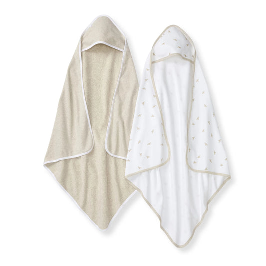 ORGANIC KNIT TERRY BABY HOODED TOWELS - 2 PACK - GOLDEN BEE
