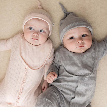 ORGANIC COTTON JUMPSUIT, BIB & HAT 3 PIECE SET - QUARRY