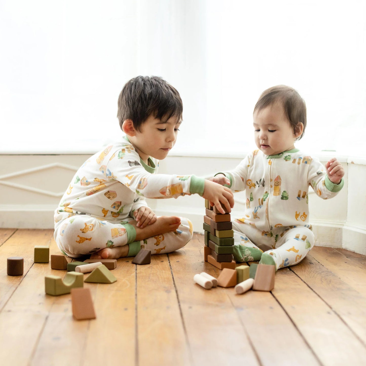 ORGANIC COTTON PAJAMAS - BLOCK VILLAGE - 2 PIEZAS