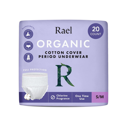 DISPOSABLE PERIOD UNDERWEAR MADE WITH ORGANIC COTTON - 20 COUNT