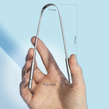 STAINLESS STEEL TONGUE SCRAPER - WITH TRAVEL CASE