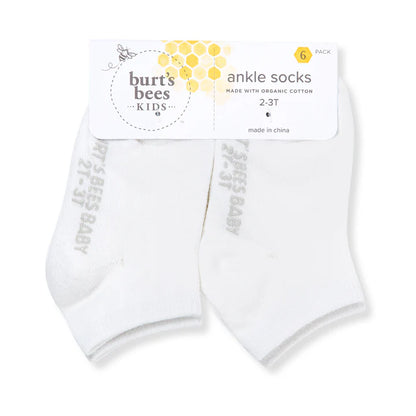 SOLID ORGANIC COTTON ANKLE SOCKS - 6 PACK