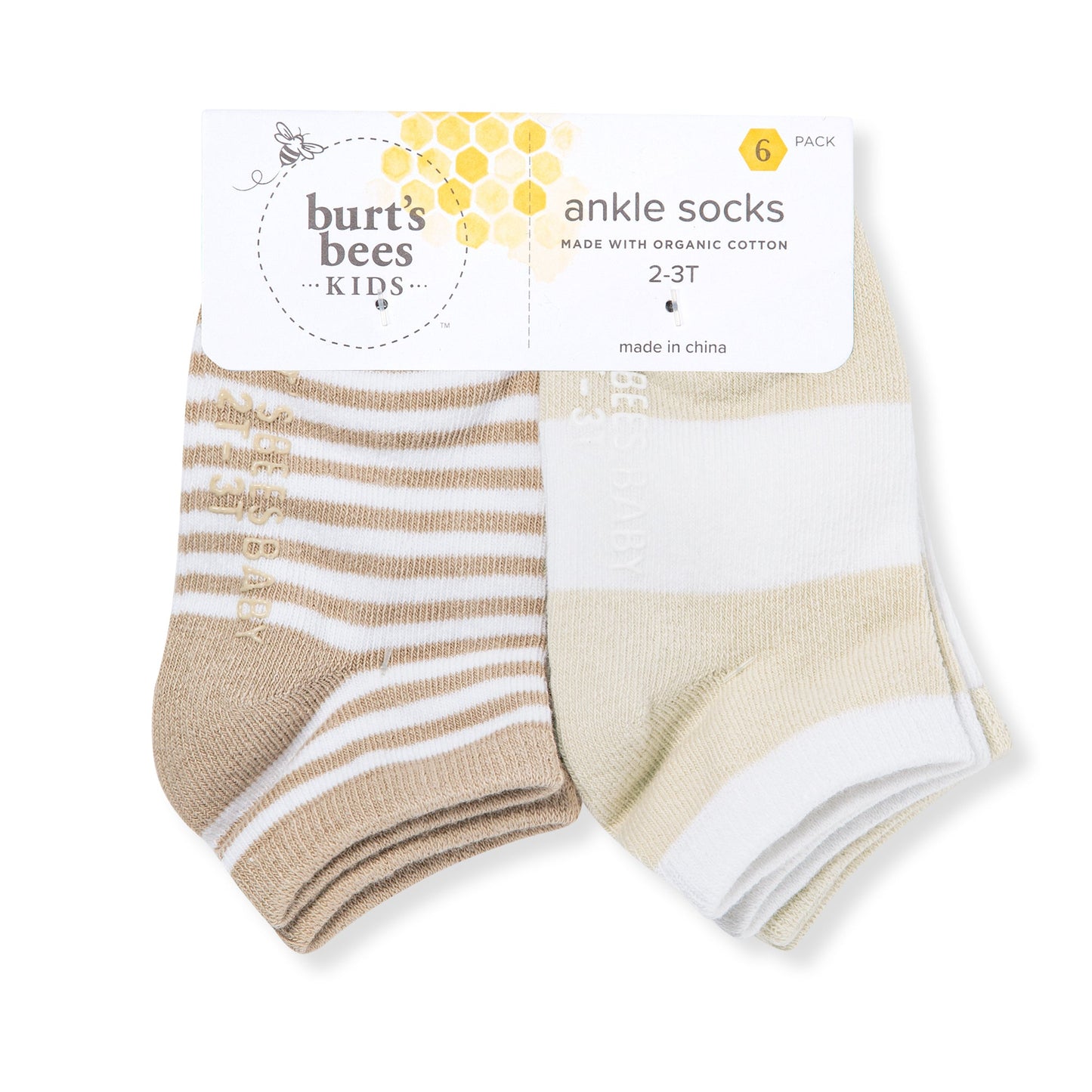 SOLID & STRIPES ORGANIC COTTON ANKLE SOCKS - 6 PACK - OAT