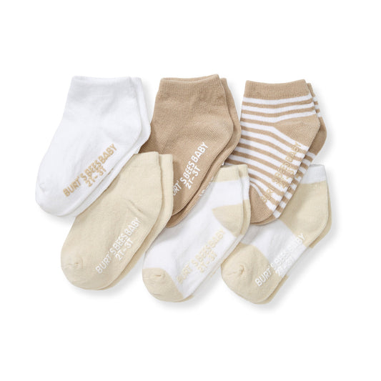 SOLID & STRIPES ORGANIC COTTON ANKLE SOCKS - 6 PACK - OAT