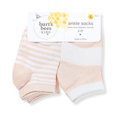 SOLID & STRIPES ORGANIC COTTON ANKLE SOCKS - 6 PACK - RANUNCULUS