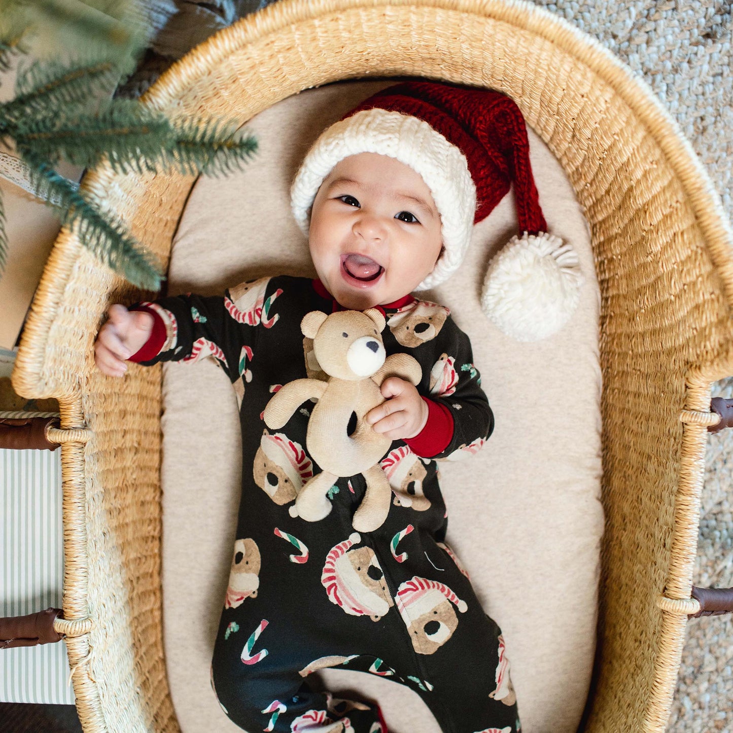 ORGANIC COTTON PAJAMAS - CANDY CANE BEARS - 1 PIEZA